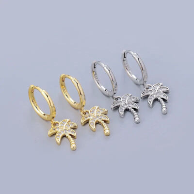 Creole Anhänger Design Sterlingsilber 925 Damen Palme Ohrhänger Ohrringe