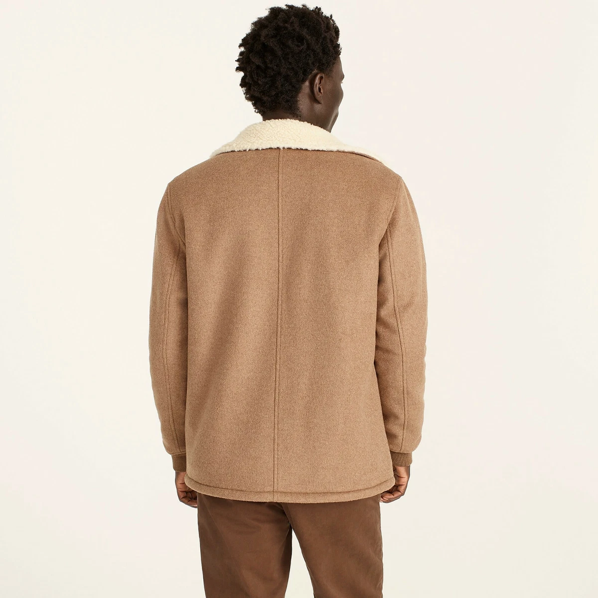 J.Crew Sherpa-lined wool-blend varsity jacket with PrimaLoft Camel Small  EUC! | eBay
