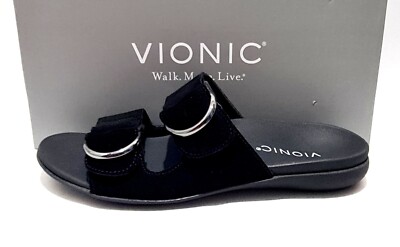 Vionic Corlee Black Suede Sandals UK 4,5 New Wide Fit Orthesen EU 37,5