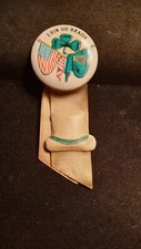 VINTAGE ERIN GO BRAGH US IRISH BUTTON PINBACK WITH RIBBON and Hat