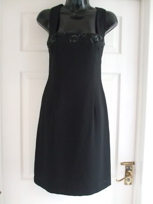 B. Womens Size 12 Black Dress LADIES EVENING SMART FORMAL SUMMER WORK BEADED