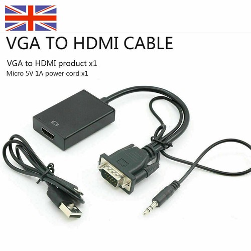 VGA INPUT to HDMI OUTPUT Video Audio Converter Cable Adapter 1080 For TV PC DVD - Afbeelding 4 van 12
