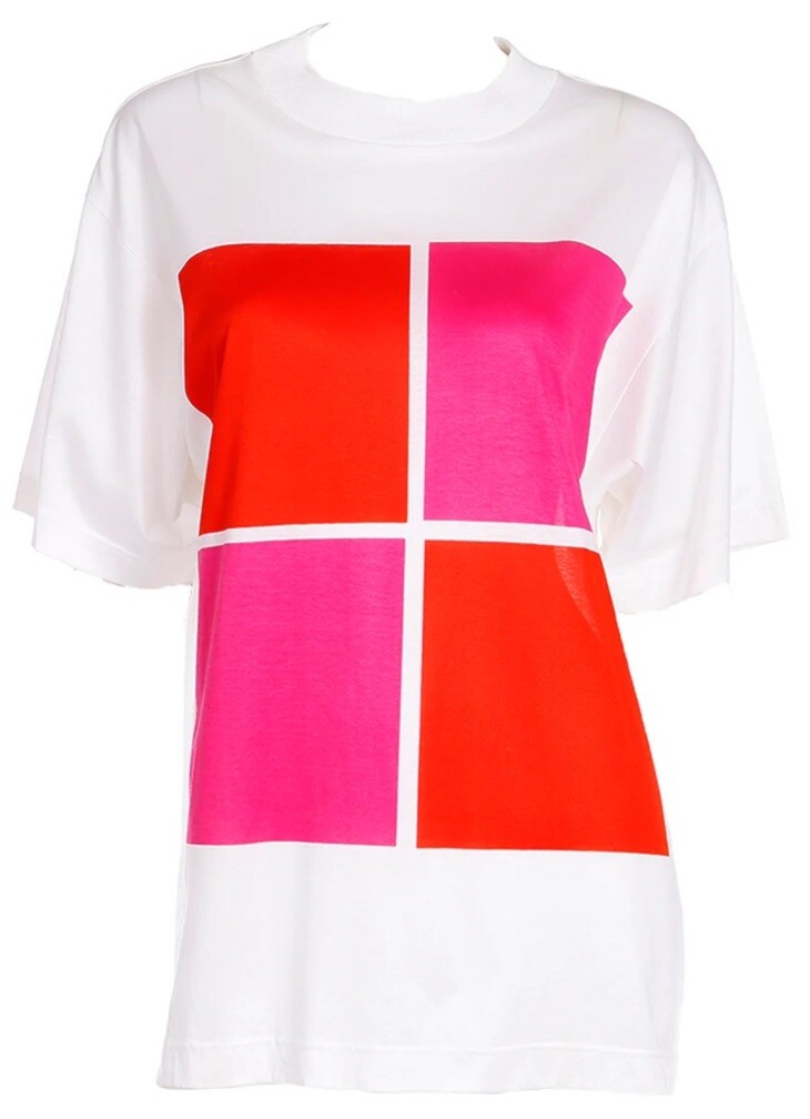 MAGLIETTA YVES SAINT LAURENT ANNI 80 LOGO ROSA E ROSSO Tg:L