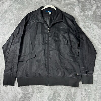 Black Full Zip Jacket Mens 2XL Lightweight Bomber Streetwear Hip Hop Akon
