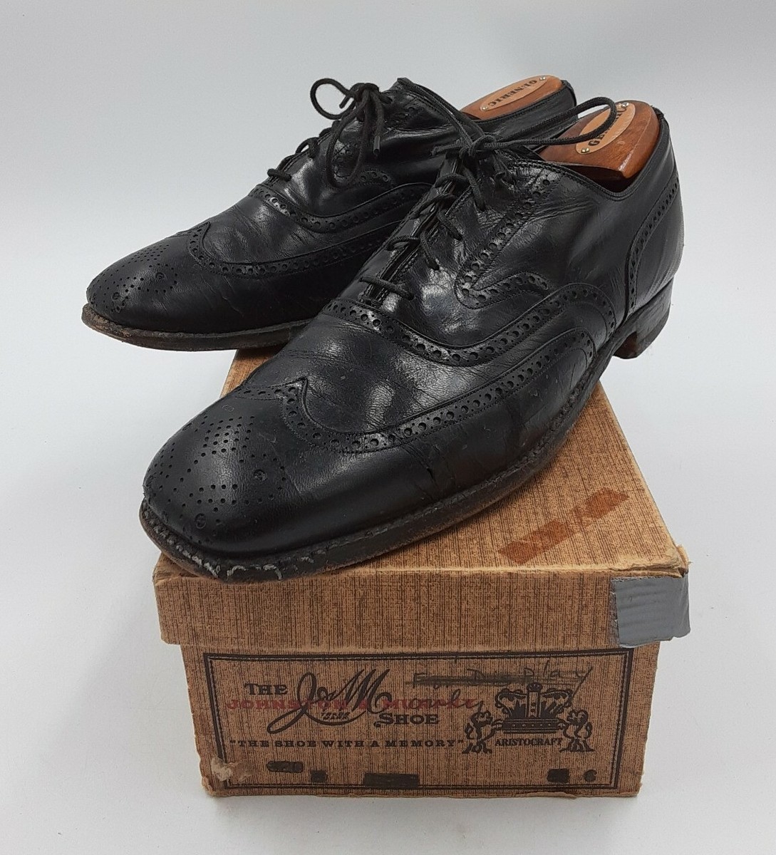 【JOHNSTON&MURPHY】ARISTOCRAFT サイズ8　ブラック Johnston & Murphy Vintage Aristocraft Shoes Black Leather
