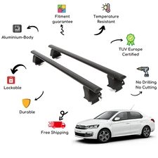 Bare Roof Rack Cross Bars Set for CITROEN C-Elysee 4 Door 12-Up Black