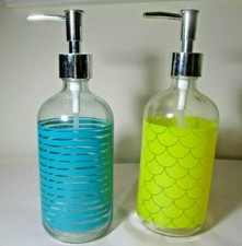 Lot of 2 bottles - New CVS Glass Liquid Soap Dispenser  size: 9" 16.2 oz 