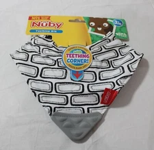 Nuby Baby's Absorbent Cotton Striped Teething Bib CG2 Grey Multi Size 3M+ NWT
