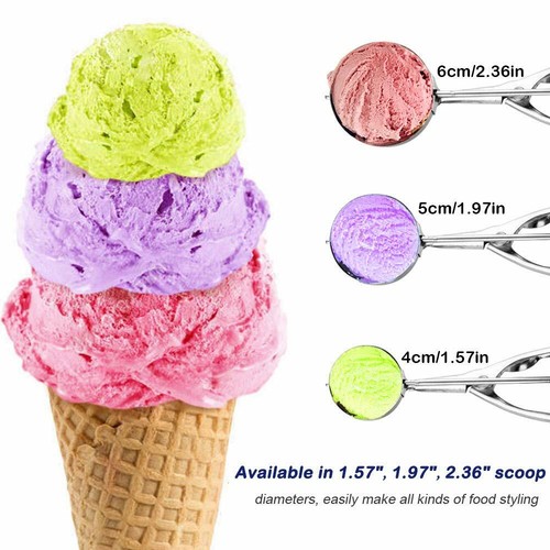 5cm Stainless Steel Ice Cream Mashed Potato Cookie Scoop Spoon Spring Handle M - Picture 2 of 9
