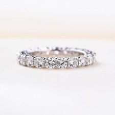 2Ct Round Moissanite Full Eternity Wedding Band Ring 14K White Gold Plated
