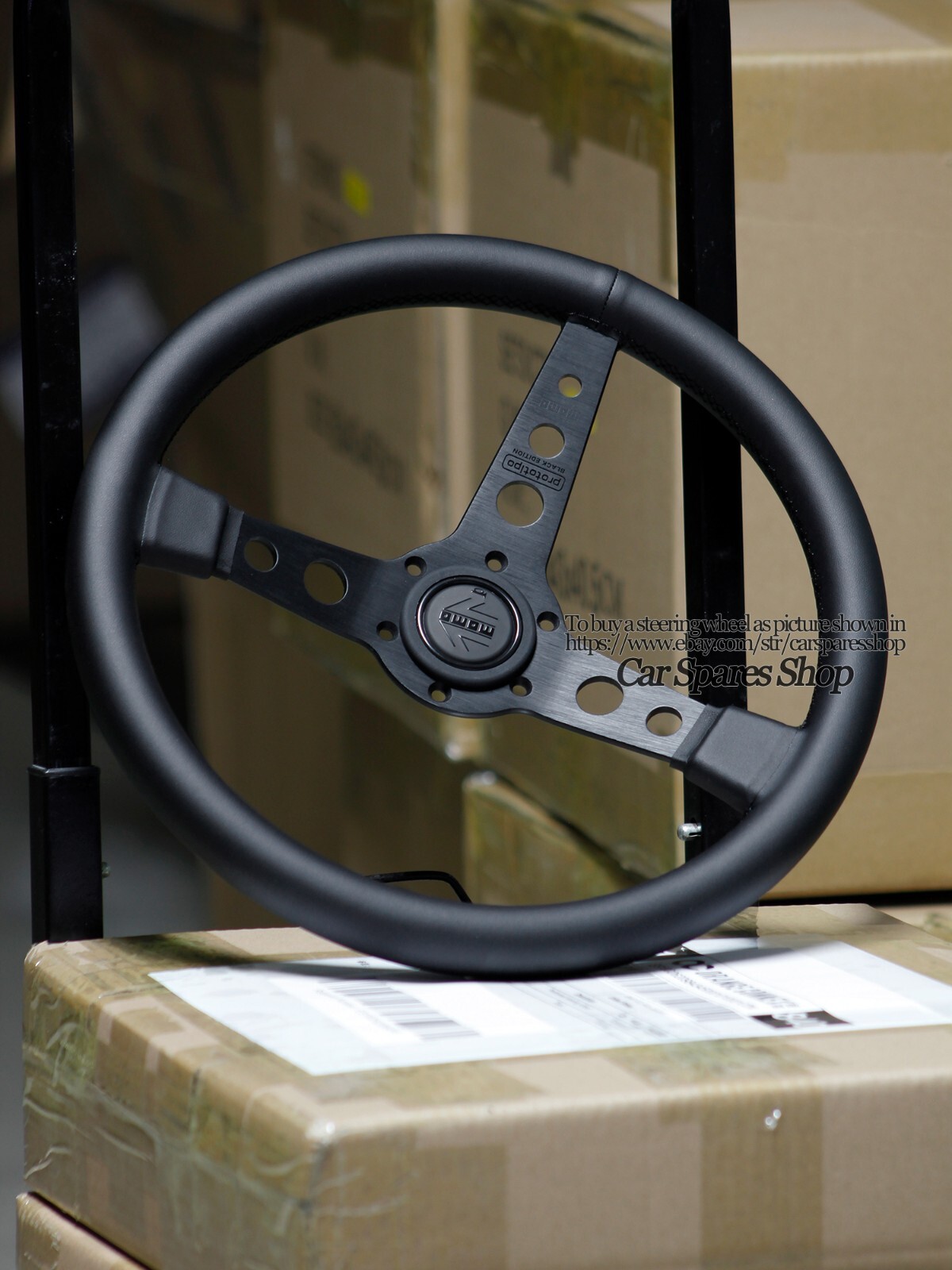 MOMO prototipo P5 Black Edition 350mm 14' Genuine Leather Sport Steering Wheel eBay