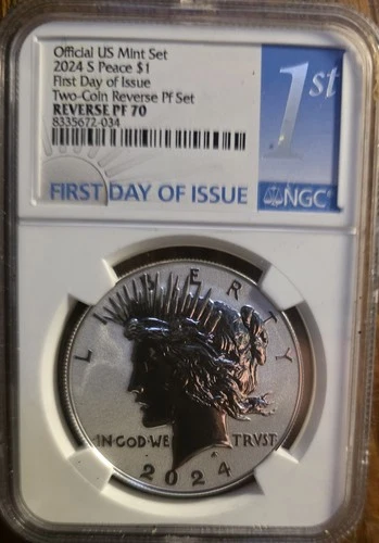 2024-S Peace Dollar Reverse Proof NGC PF70 First Day of Issue! Beautiful Coin.