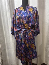 SOLANGE VTG Women Floral Cottage Core Silk Night Robe Style 70091 SZ 14-20