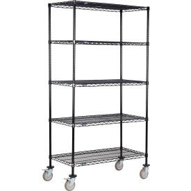 Nexel 5 Shelf Truck Black Epoxy 42''''W x 24''''D x 60''''H Polyurethane Swivel