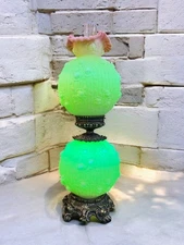 Fantastic Fenton Burmese Cabbage Rose GWTW 3-Way Lamp