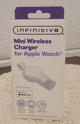 Infinitive Mini Wireless Charger White for Apple Watch Series 6 SE 5 4 3 Magnet 