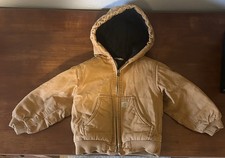 Vintage Carhartt Kids Hooded Active Jacket Brown Canvas Insulated Coat Size 3T