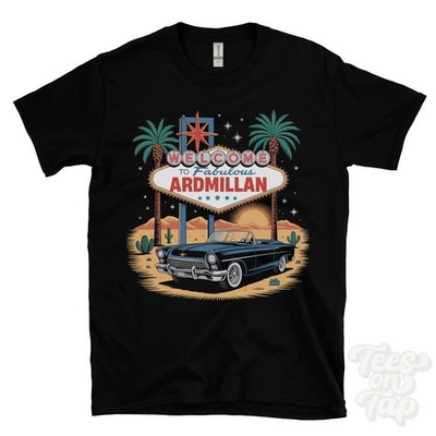 ARDMILLAN LAS VEGAS SIGN PARODY FUNNY T-SHIRT comber edinburgh ards district
