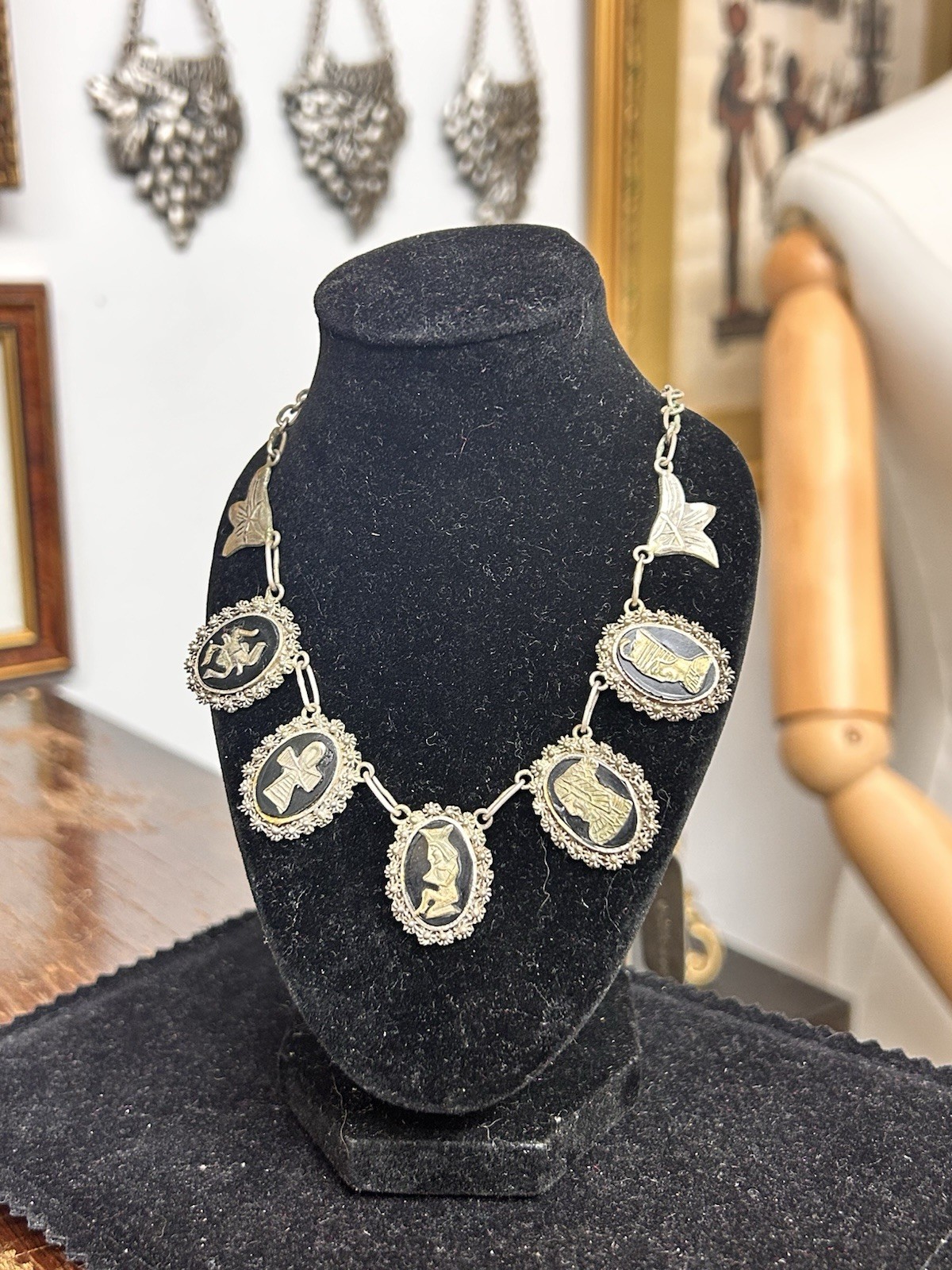 Antique Solid Hallmarked Egyptian Silver Necklace… - image 1