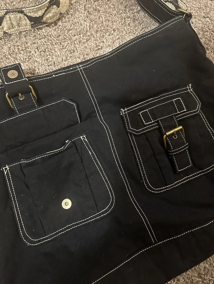 Bolso Mensajero Grande Para Mujer Antiguo Azul Marino Estilo Y2K Hebilla Negro Clásico Foto 2 de 4