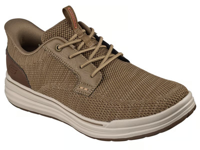 NEW MENS SKECHERS SLIP INS RELAXED FIT STERLING RAMONE Taupe Brown KNIT Shoes