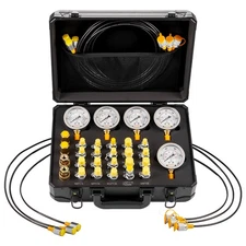 VEVOR Hydraulic Pressure Test Kit 5 Gauges 20 Couplings 4 Connectors 3 Hoses