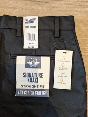 New - Dockers Signature Straight fit Khaki Chinos - 30/30 W30 Short leg - Black - Image 1 of 3