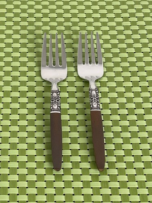 #ad Oneida Northland NAPA VALLEY Stainless 2 Salad Forks Wood Hdl Flatware 6 5 8quot; $15.20