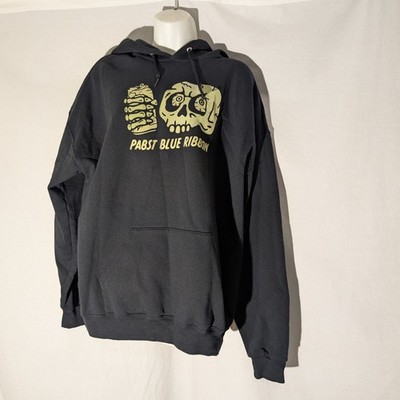 Pabst Blue Ribbon Black Hoodie Size XL, Rare Promo Skull Logo, PBR