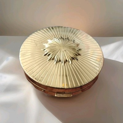 VTG Helena Rubinstein Gold Compact W/ Milk-Tone ''Peachbloom'' Powder + Puff