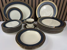 22 Piece Service for 8 MIKASA L2826 Grande Ivory IMPERIAL LAPIS Fine Bone China
