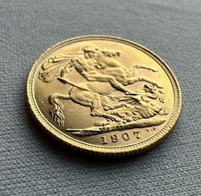 1907 Great Britain Gold Coin Full Sovereign (.2354 oz) - King Edward