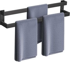 32" Matte Black Double Towel Bar - Stylish Wall-Mounted Bathroom Rack
