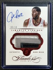 LAMARCUS ALDRIDGE 2013-14 PANINI FLAWLESS #PA-LA GAME-USED PATCH AUTO RUBY 3/15