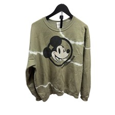 Walt Disney World Mickey Mouse Green Tie-Dye Crewneck Pullover Sweatshirt Large