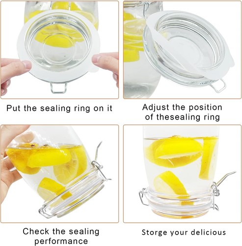 12 Piece Rubber Seals Rings for Glass, Airtight Silicone Replacement White - 第 4/7 張圖片