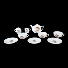 Vintage Toy China Tea Set Original Box Girl with Flowers 11 Pc Set Play Pretend