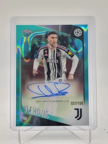DUSAN VLAHOVIC 2025-26 TOPPS CHROME UEFA AQUA LAVA AUTO /199 #CA-DV Q3855