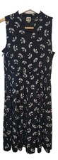 Anne Klein Dress Women 12 Black Pink Cherries Fit Flare Elastic Waist Feminine