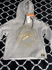 NWT Superdry Ace Metallic Gold Cropped Womens Pullover Hoodie Size 8 Gray