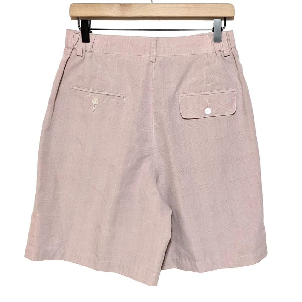 Vintage Izod Club Womens High Waist Golf Shorts Size 12 Light Pink Check Pockets - Image 2 of 3
