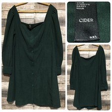 Cider Dress Women’s 3XL Forest Green Corduroy Mini Long Sleeve