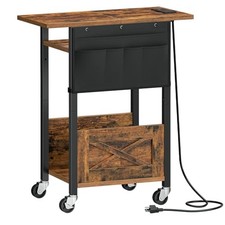 3-Tier Mobile PC Stand, Adjustable Computer Tower Stand with Power Strip and