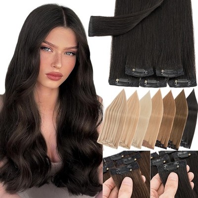 Clip In 100% Human Hair Topper Hairpiece Pad Fluffy Patches Adding Volume 6Piece