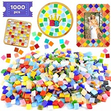 1000 Pcs Mosaic Tiles, Glass Mosaic Tiles for Crafts Bulk, Stained Mosaic Glass