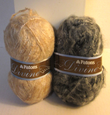 1 Skein Patons Divine Yarn 3.5oz Soft Earth or Soft Slate #5 - Acrylic Mohair +