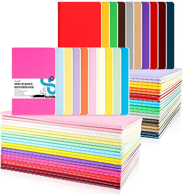 Mini Notizbuch A6 für Schule und unterwegs, 40 Stück bunt, Blanko Journals