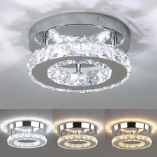 Crystall 3-Colour LED Ceiling Light Modern 15W Chandelier Bedroom Hallway φ20cm