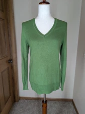 Gap Luxe Angora Women's Green V-Neck Pullover Sweater Size Medium