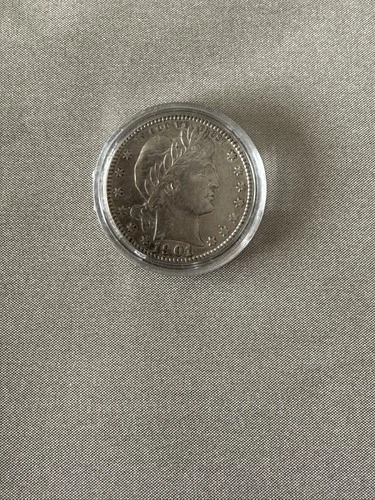 1901 Barber Liberty Head Quarter 25C 90% Silver US Coin VF
